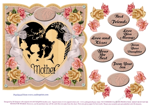 Beautiful Roses and Silhouette for Mothers Day or Birthday #2