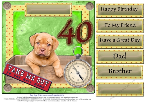 Cute Puppy for 40th Male birthday
