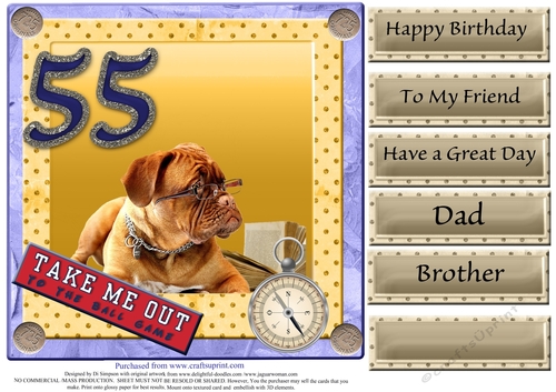 Cute doggy for 55th Male birthday