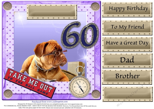 Cute doggy for 60th Male birthday