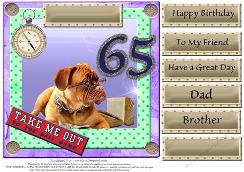 Cute doggy for 65th Male birthday