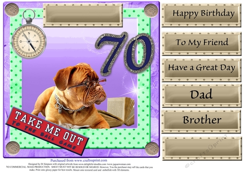 Cute doggy for 70th Male birthday
