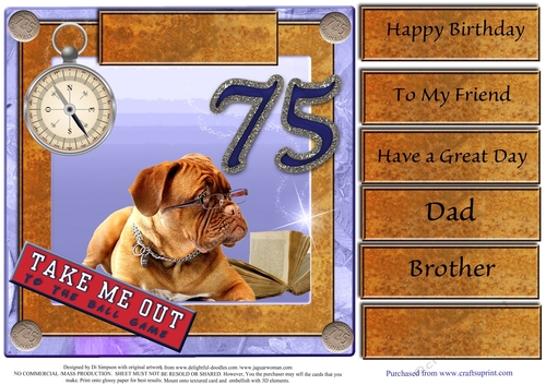 Cute doggy for 75th Male birthday