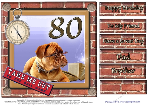 Cute doggy for 80th Male birthday