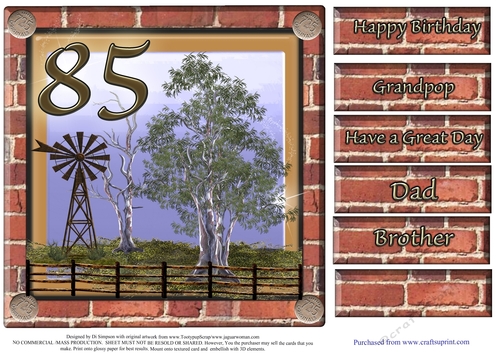 Lovely Aussie theme for 85th Male birthday