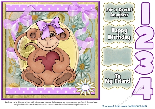 Oh So Cute  Monkey design for birthday or other occasions #17
