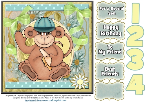 Oh So Cute  Monkey design for birthday or other occasions #18