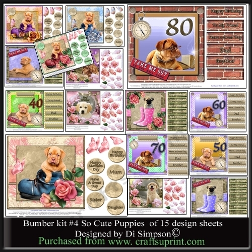 Bumber kit - So Cute Puppies no #4- HUGE 15 design sheets 