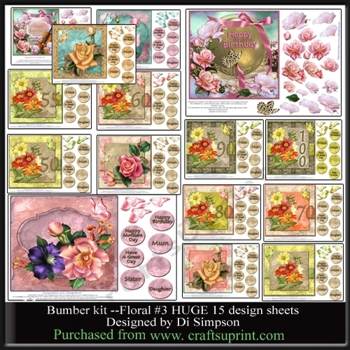 Bumber kit -Floral #3 -HUGE 15 design sheets  