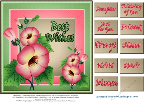 Beautiful Floral Best Wishes topper #1