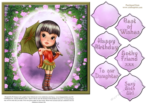 Gorgeous design for modern Goth Girl- For lots of occasions. #2
