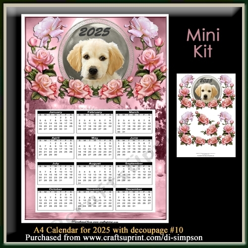 Mini Kit- A4 Roses and Puppy Calendar for 2025 #10