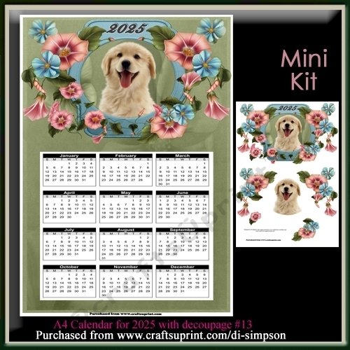 Mini Kit- A4 Beautiful Little Puppy Calendar for 2025 #13