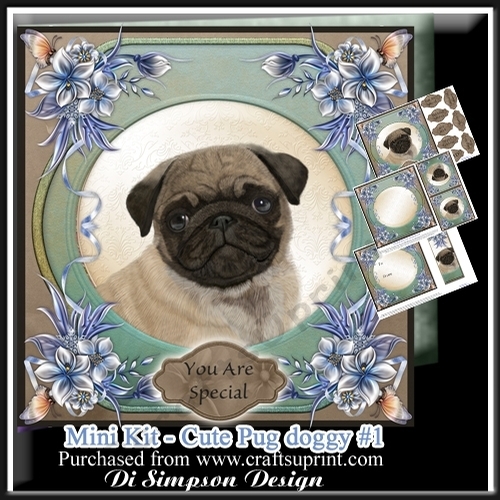 Mini Kit - Cute Pug #1- For lots of occasions