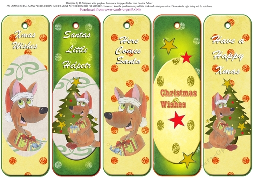 5 Beautiful Christmas Bookmarks #13  -  Australiana