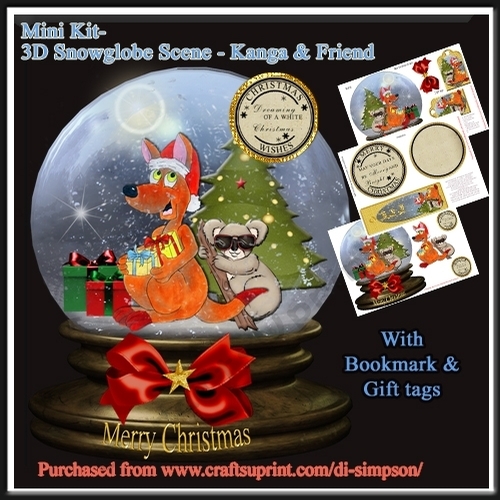 Mini Kit- Christmas Snow Globe- Kanga and Friend #11