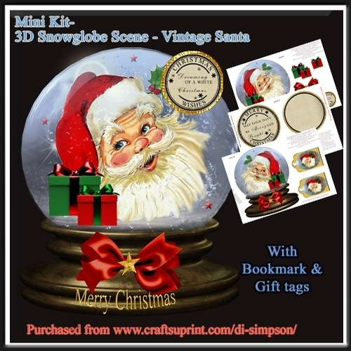Mini Kit- Christmas Snow Globe- Vintage Santa #12