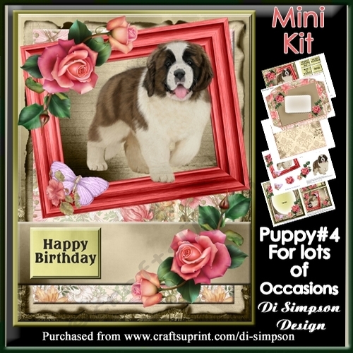 Mini Kit- Floral and puppy for lots of occasions #4
