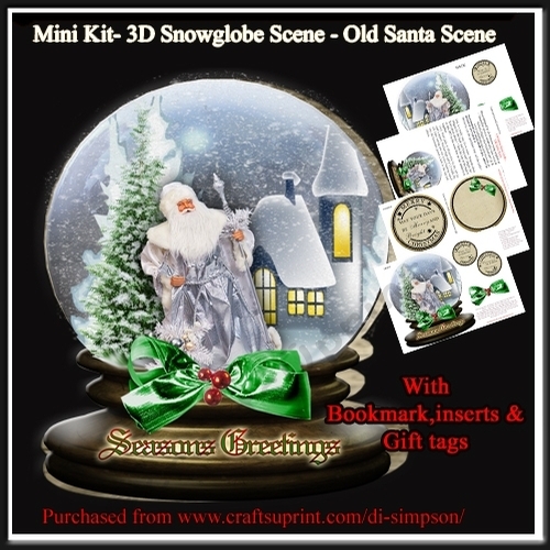 Mini Kit- 3D Snowglobe Scene - Old Santa Scene
