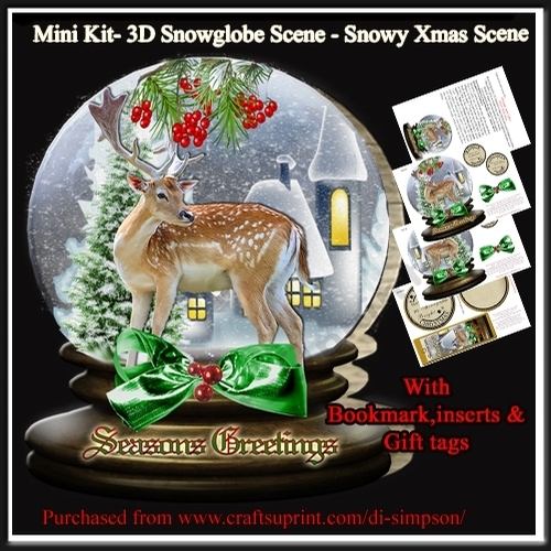 Mini Kit- 3D Snowglobe Scene - Snowy Xmas Scene