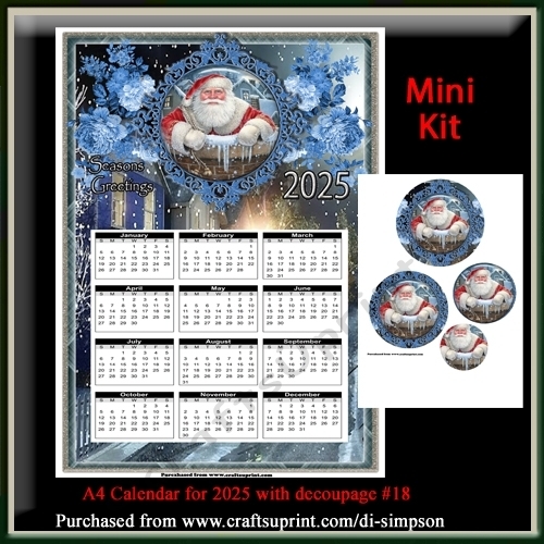 Mini Kit- A4 Vintage Santa Calendar for 2025 #18