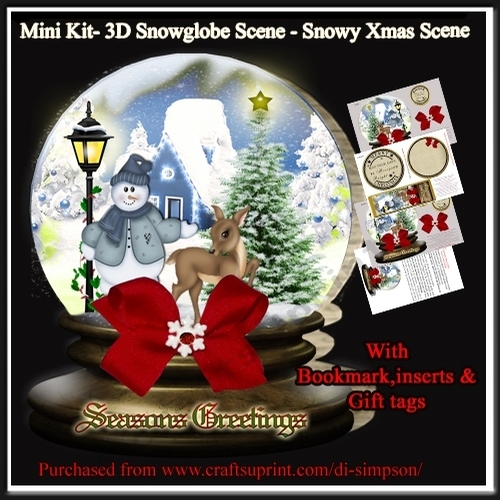 Mini Kit- 3D Snowglobe Scene - Snowy Xmas Scene #21