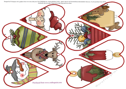 8 Beautiful Heart shaped Xmas Tags # 1