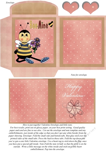 Happy Valentines Day - Bee Mine- #4-Envelope and note