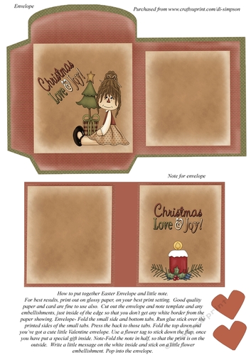 Christmas Love & Joy  #12-Envelope and note