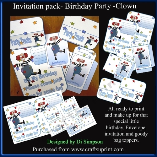 Invitaton Pack - Birthday Party clowning around#2