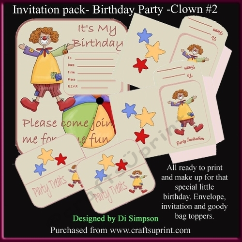 Invitaton Pack - Birthday Party clowning around#3