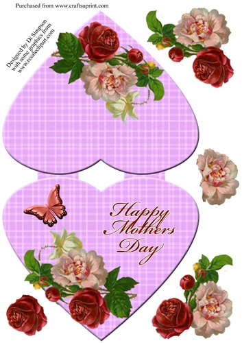 Mothers Day - Heart Fold Floral Topper #11