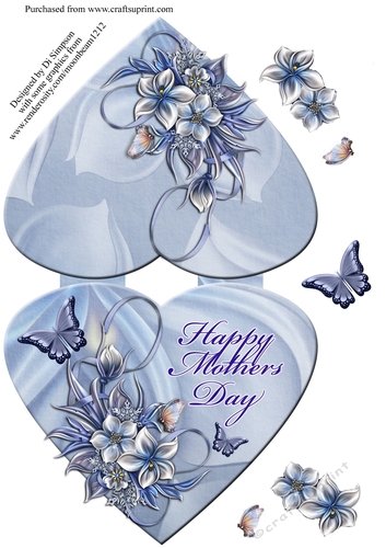 Mothers Day - Heart Fold Floral Topper #12