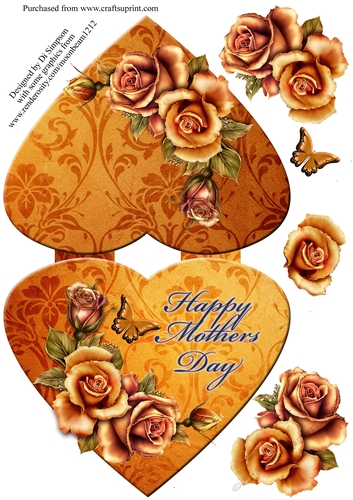 Mothers Day - Heart Fold Floral Topper #13