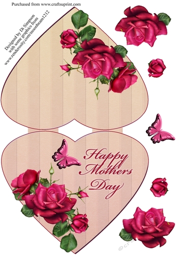 Mothers Day - Heart Fold Floral Topper #14