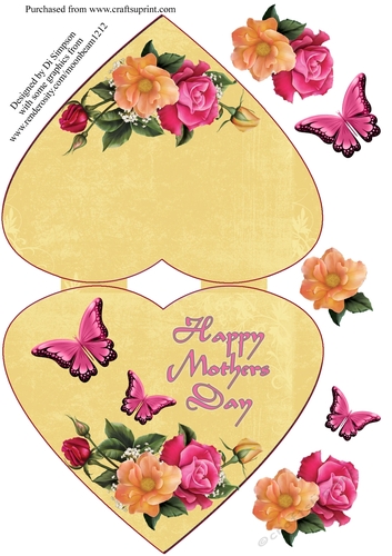 Mothers Day - Heart Fold Floral Topper #15