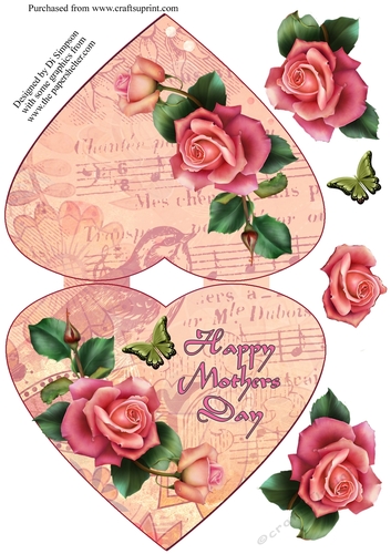 Mothers Day - Heart Fold Floral Topper #16