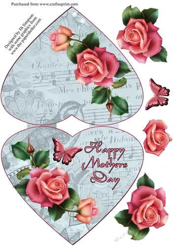 Mothers Day - Heart Fold Floral Topper #19