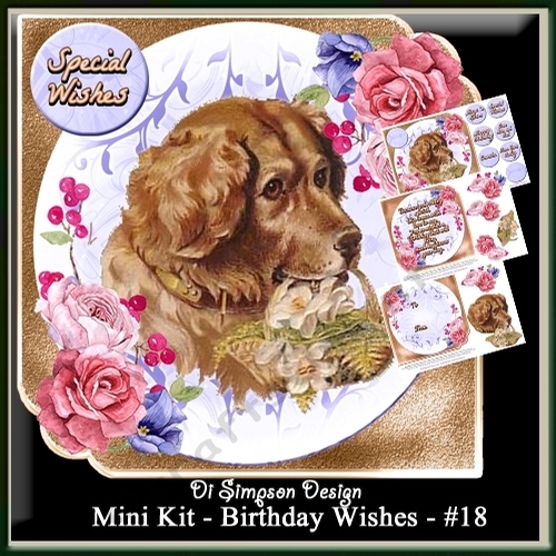 Mini Kit - Birthday Wishes # 18- Vintage doggy for lots of occasions