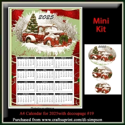 Mini Kit- A4 Vintage Xmas Calendar for 2025 /no. #19