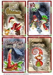 4 Christmas Toppers/ Santa,Snowmen, candle and elf