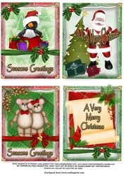 4 Christmas Toppers/ Santa, teddies and xmas penguin