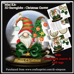 Mini Kit- 3D Snowglobe Scene - Christmas Gnome #22