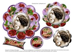 Vintage Floral and Lady-scalloped