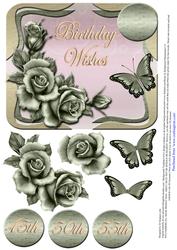 Floral Age Topper, with 3D Elements