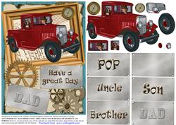 Dad-3D Vintage Old Red Truck #3