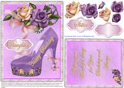 Girly Birthday Topper with Heritage Roses and Highheels