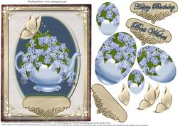 Beautiful Teapot and Iris Flowers with Pyramid Elements# 2
