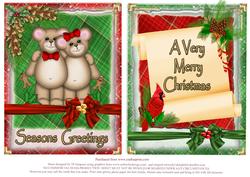 2 Lovely Christmas Toppers-teddies-robin
