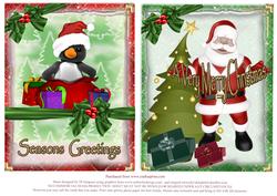 2 Lovely Christmas Toppers-santa-penguins